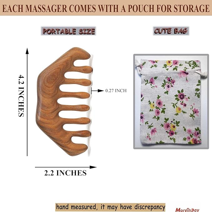 Wooden Massage Comb, Wooden Scalp Massager, Scalp Gua Sha for Stress Relax, Loc Comb for Sisterlocks - Green Sandalwood