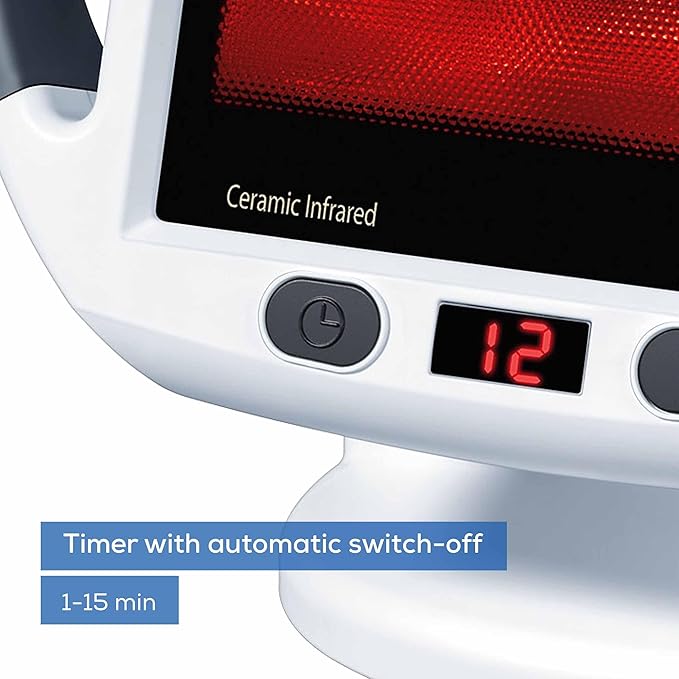 Beurer IL50 Infrared Heat Lamp Heated Red Light Therapy Lamp for Body, Face, Sinuses, & Skin - Effective Muscle Pain & Cold Relief Treatment by Improving Blood Circulation