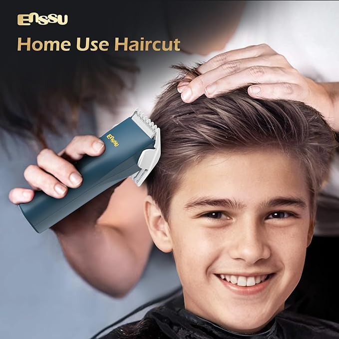 ENSSU Hair Clippers, Waterproof Men Body Hair Trimmer, Cordless Hair Cutting Kit for Head, Rechargeable Home Barber Haircut Trimmer for Kids/Men/Boys/Adults, Dark Blue