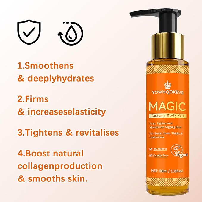 Magic Body Firming Oil, Premium Skin Tightening & Hydrating Body Oil for Women – Fast-Absorbing with Jojoba Oil, Vitamin E & Aloe Vera, Non-Greasy Full Body Moisturizer for Dry Skin