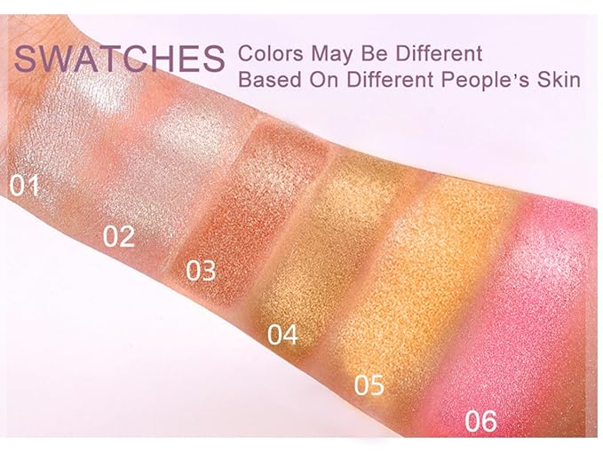 MAEPEOR Face Highlighter Palette 6 Colors Smooth Shimmer (Color 02)