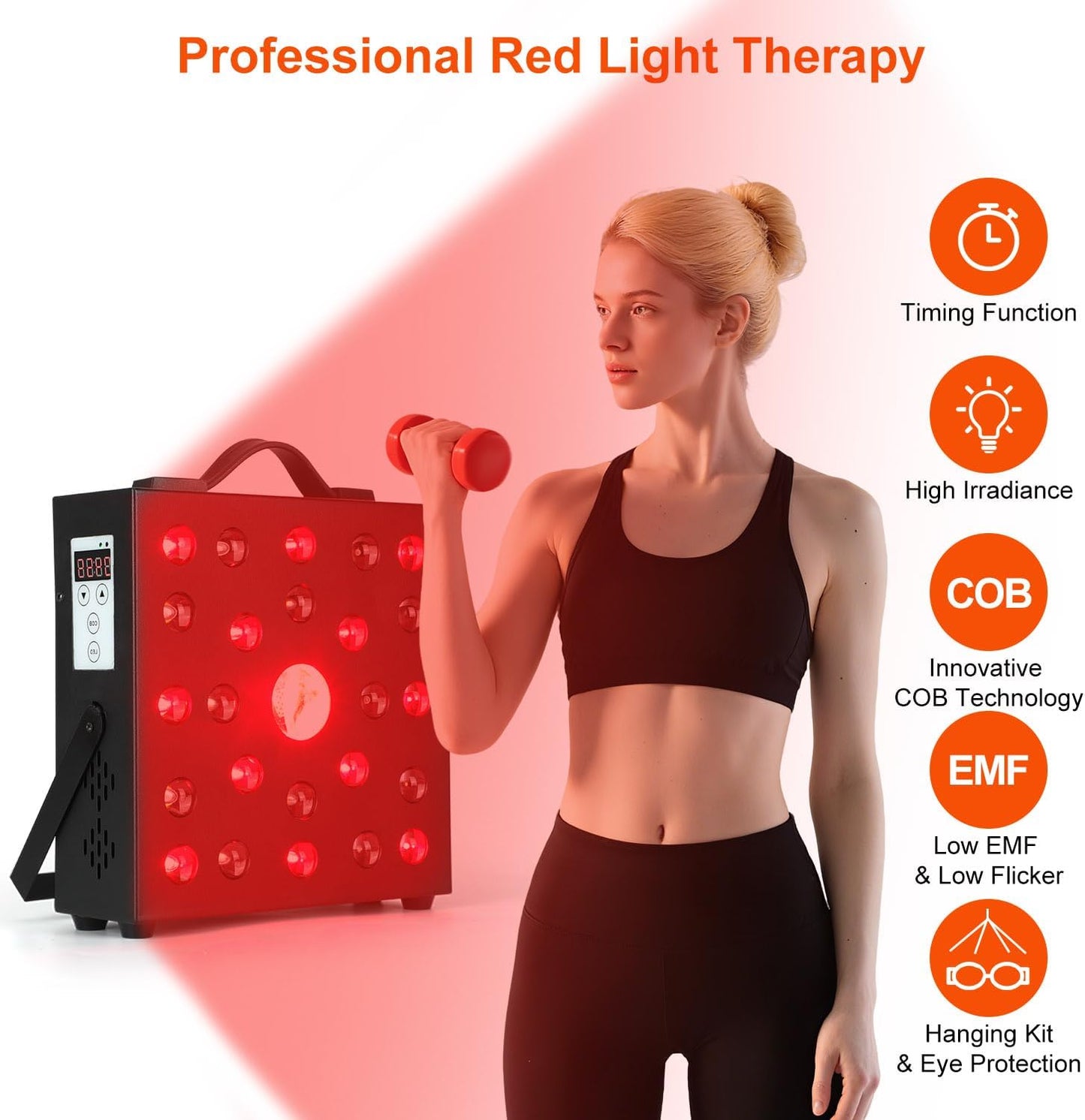 Red Light Therapy Panel, Infrared Red Light Therapy for Body, Clinical 228W COB Bead, 630nm 660nm 850nm Red Light Panel for Skin Rejuvenation, Pain Relief, Improve Sleep, Postpartum& Muscle Recovery