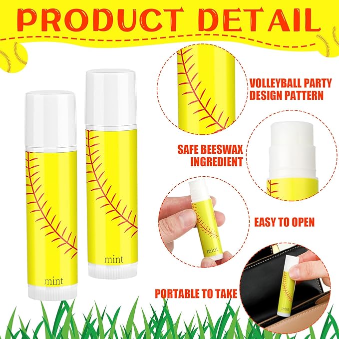 24 Pcs Softball Lip Balm Softball Supplies
