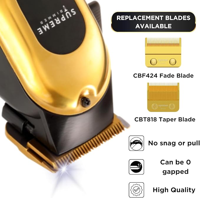 Supreme Trimmer Pro Clipper All Metal w/Fade Blade | 300 Min Run Time Professional Clipper Set, Cordless Beard Trimmer | STC5030 Gold