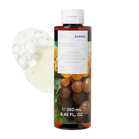 KORRES Renewing Body Cleanser, Santorini Grape, Foaming Shower Gel for Women & Men with Hydrating Greek Botanicals, Body Wash for Smooth Skin, Vegetarian & Cruelty Free, Made in Greece, 8.45 Fl Oz