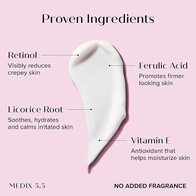 MEDIX Fragrance Free Firming Retinol Body Lotion + Brightening Vitamin C Cream 2pc Skin Care Set | Crepey Skin Care Treatment | Anti Aging Body Cream & Face Moisturizer For Crepe Skin & Dark Spots