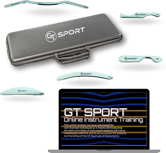 GT Sport Precision Muscle Scraper Tools Bundle, 5-Piece Tool Set + 2 Hour Training & Certificate Myofascial Treatment Professional-Grade IASTM and Physical Therapy Gua Sha, Graston Like MassageTool