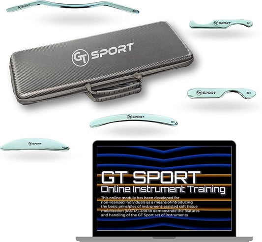 GT Sport Precision Muscle Scraper Tools Bundle, 5-Piece Tool Set + 2 Hour Training & Certificate Myofascial Treatment Professional-Grade IASTM and Physical Therapy Gua Sha, Graston Like MassageTool