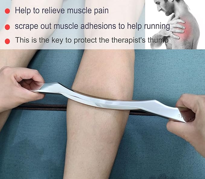 Muscle Scraper Stainless Steel Gua sha Scraping Massage Tool IASTM Tools Great Soft Tissue Mobilization Tool(Long bar)