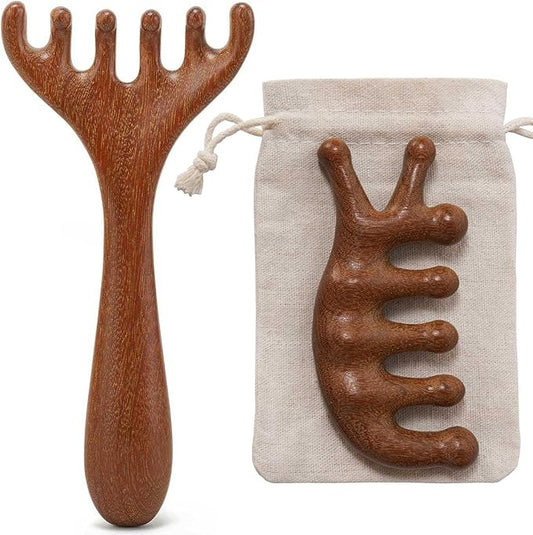 Wooden Massage Comb for Scalp, Neck, Feet, Leg, Foot Massager Tool, Scalp Gua sha Comb, Wooden Head Massager - 2 Pack
