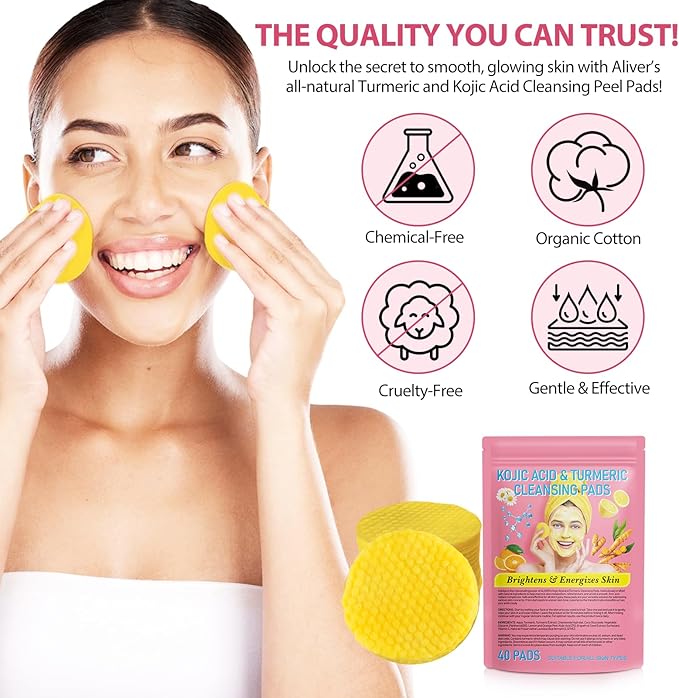 Turmeric cleansing pads,40pcs turmeric exfoliating