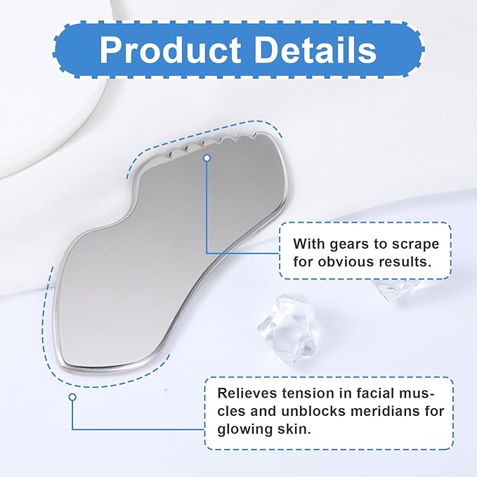 JIEYAO Gua Sha Facial Tools, Stainless Steel Guasha Tool for Face, Skin Care Scraping Tool Guasha Massage Tools Metal Tighten Skin Beauty Tool for Jawline Sculpting, Face Massager, Puffiness Reducing