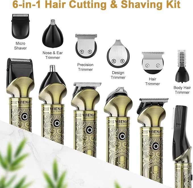 Hair Clippers for Men Professional, Cordless Barber Clipper T-Blade Beard Trimmer Nose & Body Hair Trimmer Foil Shaver Grooming Kit, Electric Full Men's Hair Cutting Kit with 17 Guide Combs