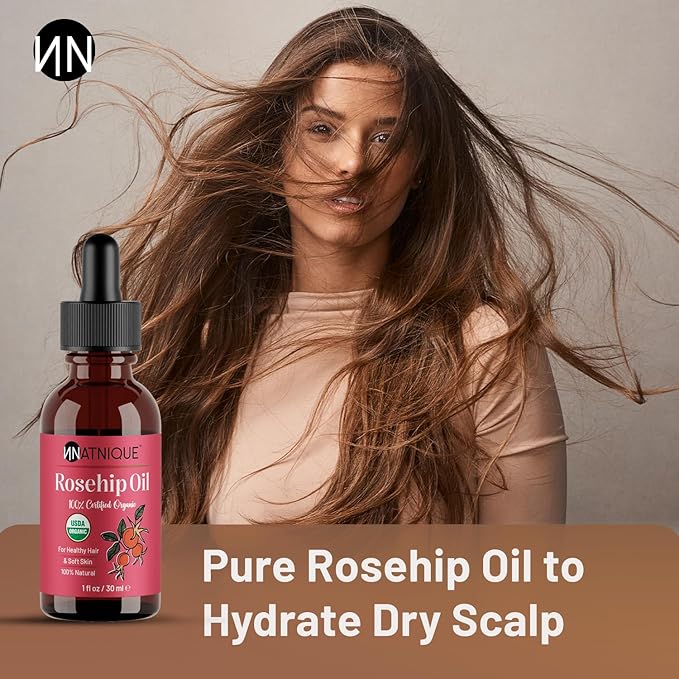 Rosehip Seed Oil Organic, 1 oz – USDA Certified Pure Rosehip Oil, Cold-Pressed Natural Moisturizer for Face, Hair, Skin, Scalp & Nails – Ideal for Gua Sha Massage