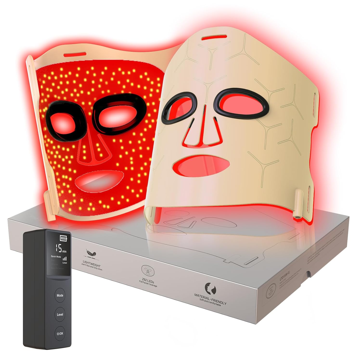 Infrared Red Light Therapy Mask: High Power Facial Skincare Device for Glowing Skin – Ultra-Thin 1.8mm 4.6oz, 830nm 633nm 590nm, Red Light Therapy for face Luxury Gift- Golden Windmill