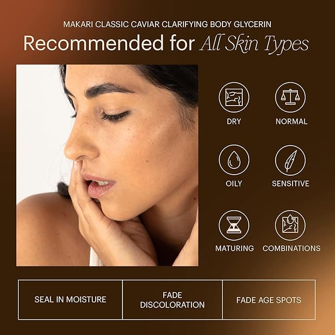 MAKARI Classic Caviar Skin Brightening Body Glycerin (5.1 fl.oz) | Anti-Aging and Hydrating Gel-Cream for Body | Moisturizing and Brightening Cream for Dark Marks, Scars, Wrinkles, and Dry Patches