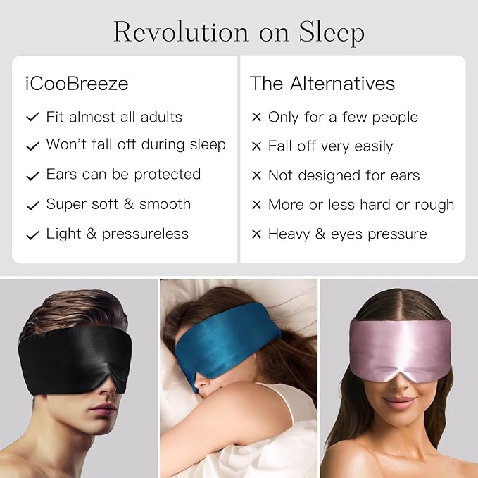 100% Natural Silk Eye Mask for Women Men, Soft Pressureless Cooling Blackout Eye Covers for Sleeping, Large Size Sleep Mask fits All Heads Adjustable, 1PC, Lotus Pink