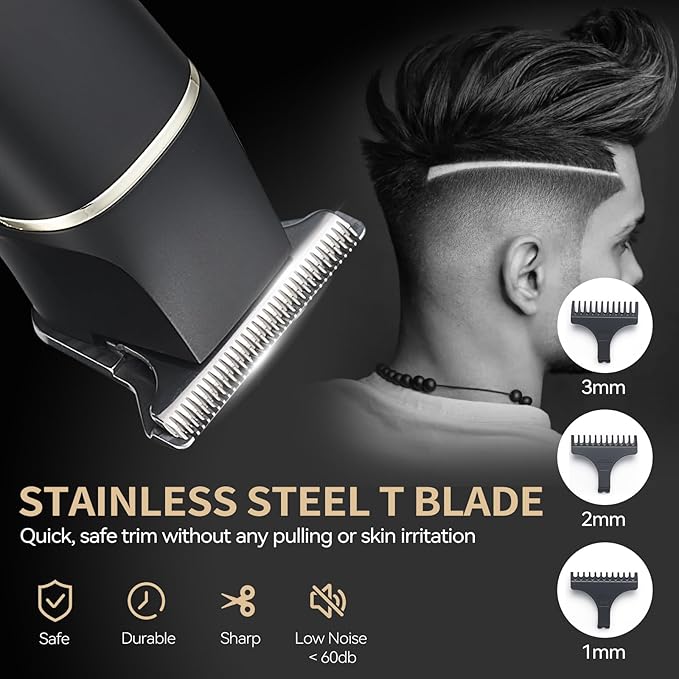 Hair Trimmer for Men, Beard Trimmer for Men Professional, Electric Razor Shavers Zero Gapped T Blade Edgers Liners, Barber Clippers for Hair Cutting Mustache Facial with LCD Display Gifts for Men