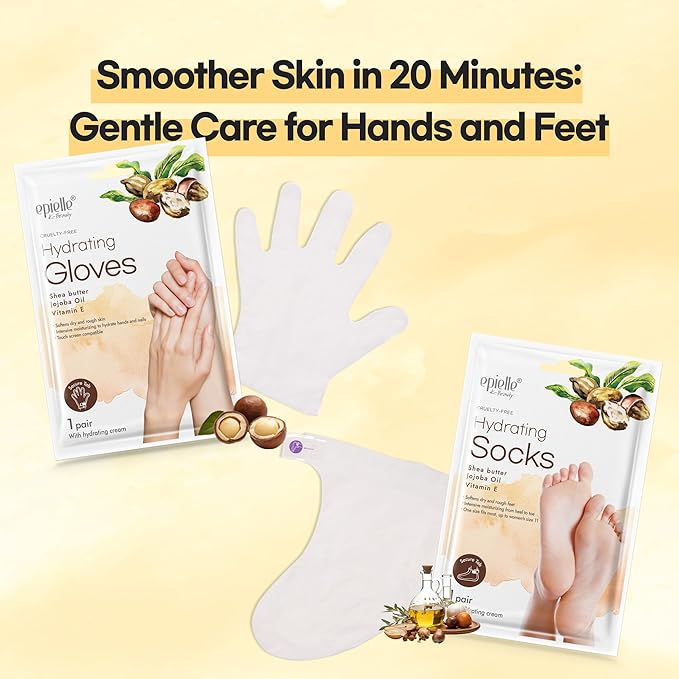 Epielle Hydrating Foot Masks 6 Pairs, Deep Moisturizing Socks for Dry Feet & Cracked Heels, Relieve and Soften with Shea Butter & Jojoba Oil, Korean Skin Care, Spa Set, Self Care Gifts for Women