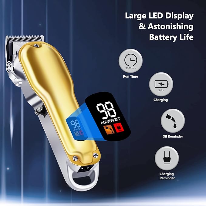 Professional Hair Clippers for Men- Hair Cutting Kit,T-Blade Trimmer Combo- Cordless Barber Clipper Set with LED Display, Birthday Gifts for Men Women