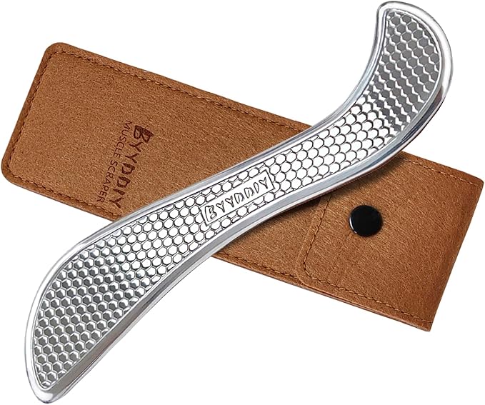 BYYDDIY Anti-Skid Stainless Steel Gua Sha Muscle Scraper Tool,Scar Tissue Tool,Physical Therapy Tools,Muscle Scraping Tool,Guasha Massage Scraper,IASTM Tools,Soft Tissue Massage Tool (S2)