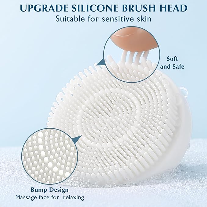 COSLUS Facial Cleansing Brush Silicone Face Scrubber: 7 in 1 FBS-D Electric Exfoliating Rotating Massage Device Waterproof Deep Cleaning Exfoliation Spa Machine - Electronic Skin Care Wash System
