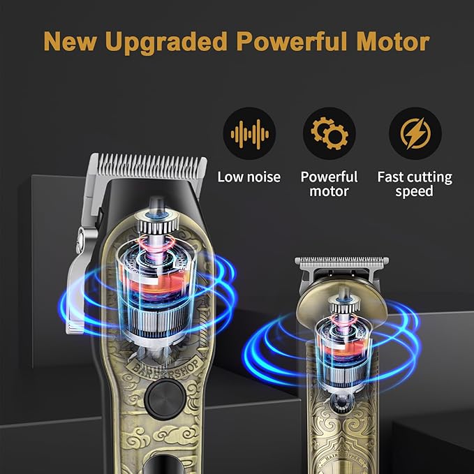 Hair Clippers for Men Professional, Cordless Barber Clipper T-Blade Beard Trimmer Nose & Body Hair Trimmer Foil Shaver Grooming Kit, Electric Full Men's Hair Cutting Kit with 17 Guide Combs