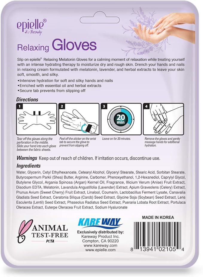 Epielle Relaxing & Nourishing Hand & Foot Masks 12 Pairs, Repair and Relax Dry Hands & Cracked Heels with Lavender Extract & Hemp, Korean Skin Care, Spa Self Care Gifts for Women, 6 Gloves & 6 Socks