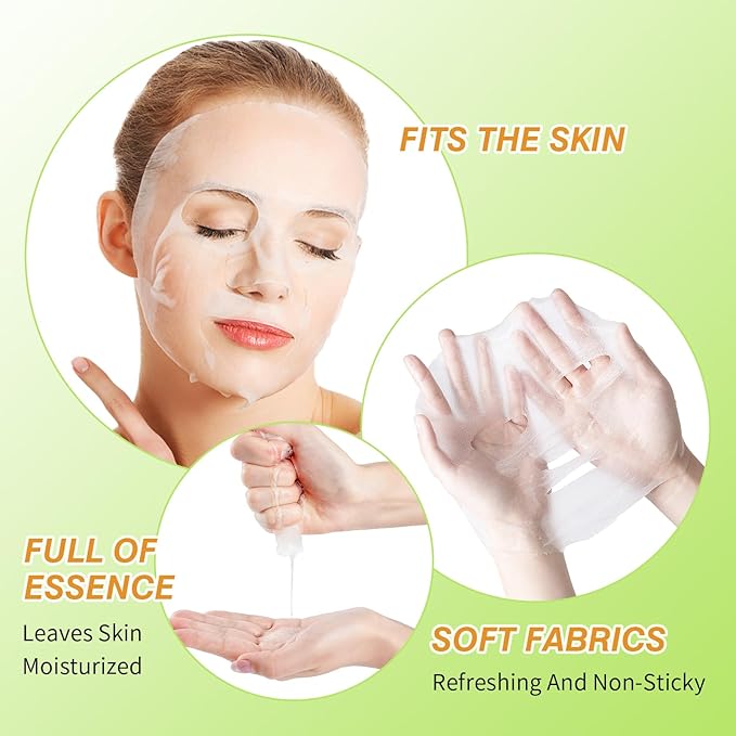 10 Sheets Face Masks Skincare for All Skin Types, Hydrating Face Masks Suitable for Sensitive Skin, Bulk Facial Mask for Women Skin Care, Soothe Sheet Masks Gifts for Spa