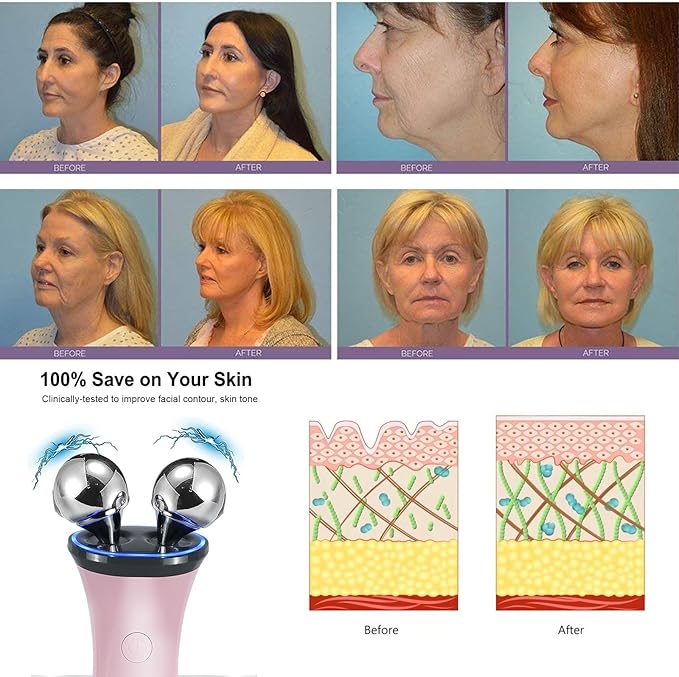 Microcurrent Facial Device, Face Massager Electric Face Lifting, Microcurrent Facial Device for Face and Neck, Best Present for Mother and Companion, Handheld Skin Care Face Toning Device(Pink)