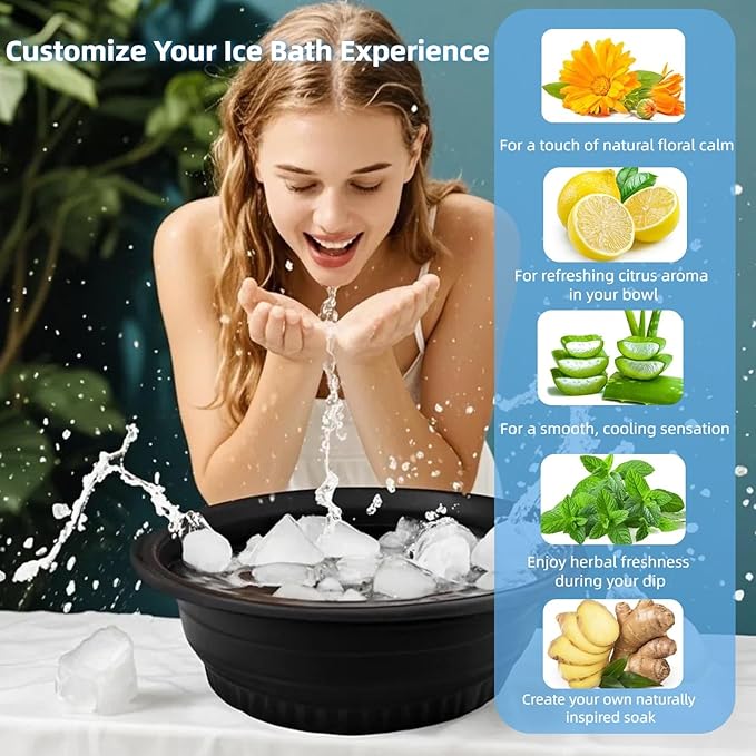 Collapsible Ice Face Bath Bowl - Thickened Silicone Basin for Cooling Face bowl, Space-Saving Foldable Design for Travel & Home, Multi-Functional Ice Bowl