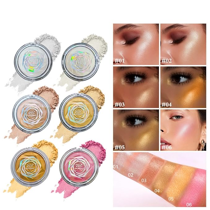 MAEPEOR Face Highlighter Palette 6 Colors Smooth Shimmer (Color 04)