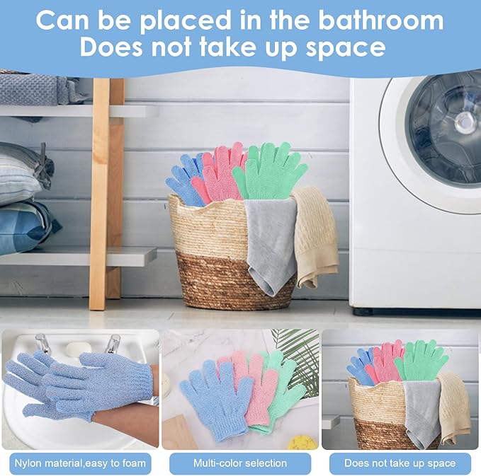 Molain 3 pairs exfoliating gloves