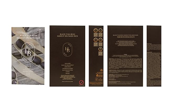 Black Yuja Bean Makeup Spa Mask Pack 10ea - 0.8 Fl. Oz of Ampoule Per Sheet, Nourishing, Sensitive Skin, Korean Skincare, Aesthetic, Moisturizing, Vegan, Hypoallergenic, K-Beauty