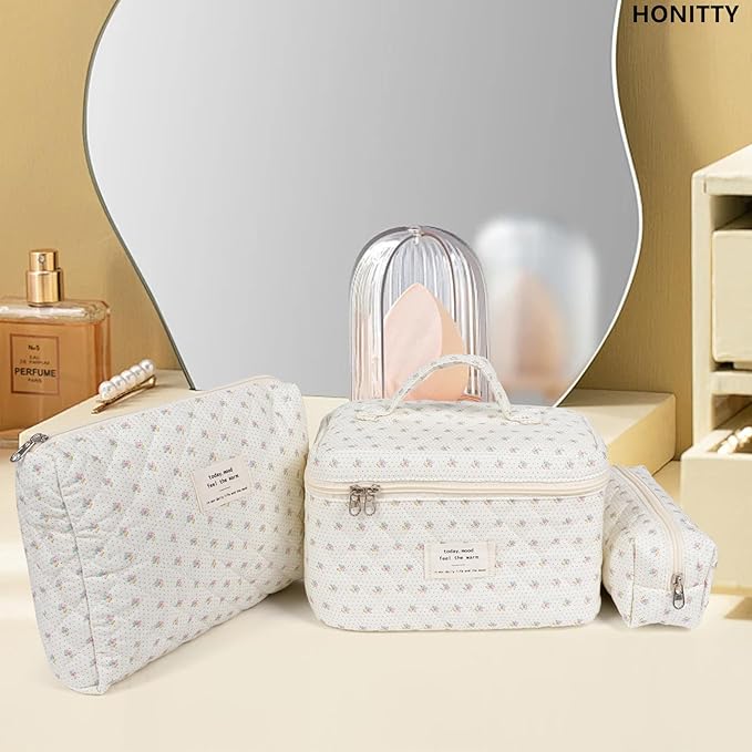 Makeup bag, quilted makeup bag,large