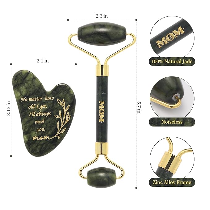Gua Sha and Face Roller Set, Gifts for Mom From Son and Daughter, Face Massager Tool,Mother's Day Gifts, Thanksgiving Gifts for Mom