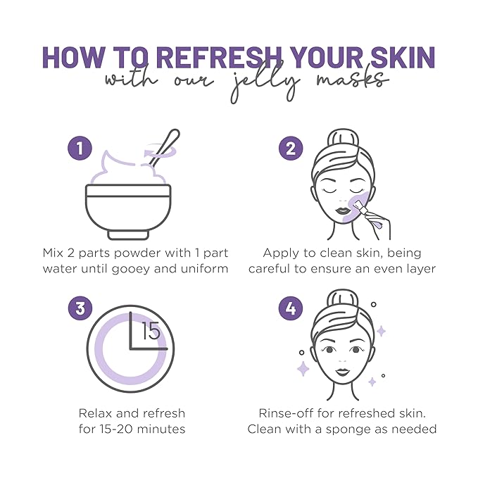 BRÜUN Peel-Off Lavender Jelly Mask for Face Care – A 23 fl oz Rubber Mask Jar for 30 to 35 Treatments – A Skin Care Moisturizing Gel Mask of Spa Set for Men, Women and Adults