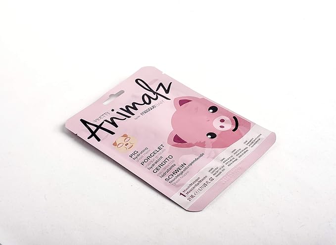masque BAR Pretty Animalz Animal Character Sheet Mask, Korean Skin Care, Korean Spa Masks for All Skin Types, Spa Gifts, Birthday Party Gifts, Girls' Night, Skincare Party, Pig single mask