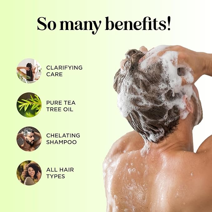 Cleansing Swimmers Shampoo and Conditioner Set - Sulfate Free Clarifying Chlorine Shampoo and Conditioner for Swimmers for Minerals Chlorine and Saltwater - Tea Tree Chelating Shampoo for Hard Water