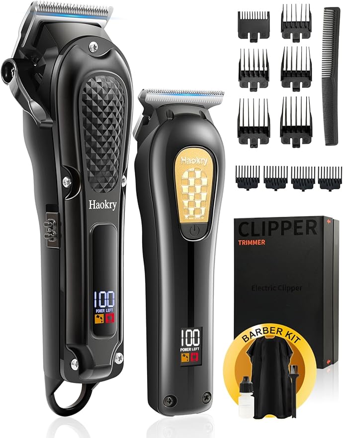 Hair Clippers & Trimmer for Men,Professional Barber Clippers and Trimmers Set,Mens Cordless Hair Clipper for Barbers Haircut Kit,Beard Trimmer,Rechargeable Electric Shaver