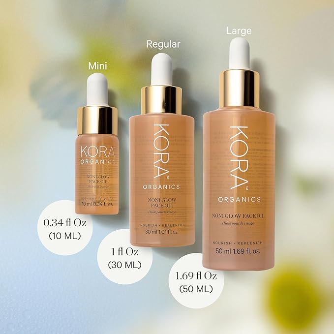 KORA Organics Noni Glow Hydrating Face Oil with Rosehip, Gua Sha Oil, Certified Organic, Cruelty Free, 0.34 fl oz - Face Care Beauty Products for Women