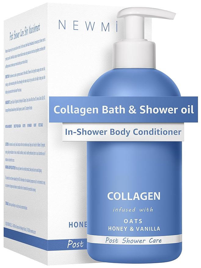 Collagen InShower Body Conditioner Natural Post Shower Care Moisturizer for Body Legs Nourishing Bath Oil Oatmeal Honey Vanilla Self care Spa Gift
