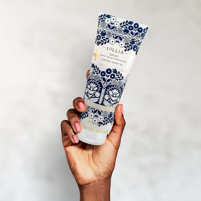 LOLLIA Dream Shower Gel, 8 fl. oz. – White Tea & Honeysuckle – Scented Shower Gel Body Wash, Shea Butter Body Wash, Bath Wash for Women, Beautiful Shower Gel, Moisturizing Body Wash