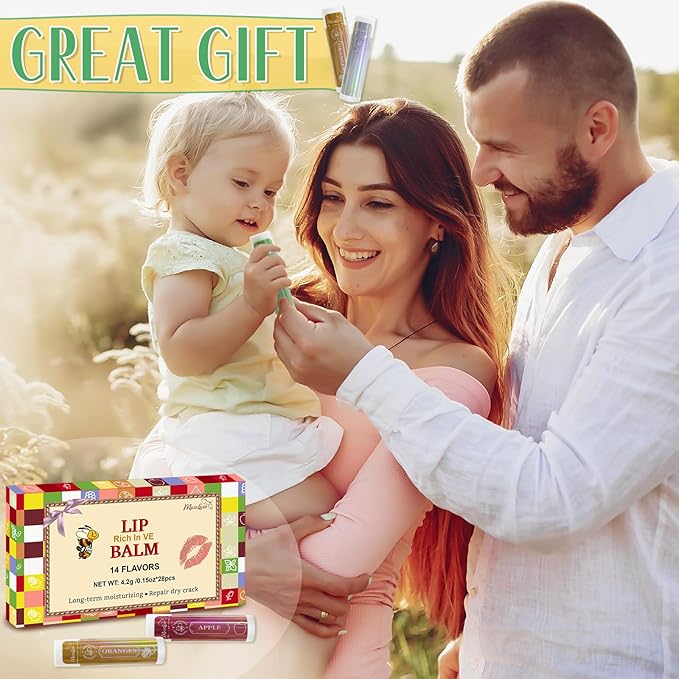 28 Pack Lip Balm,Natural Lip Balm Gifts