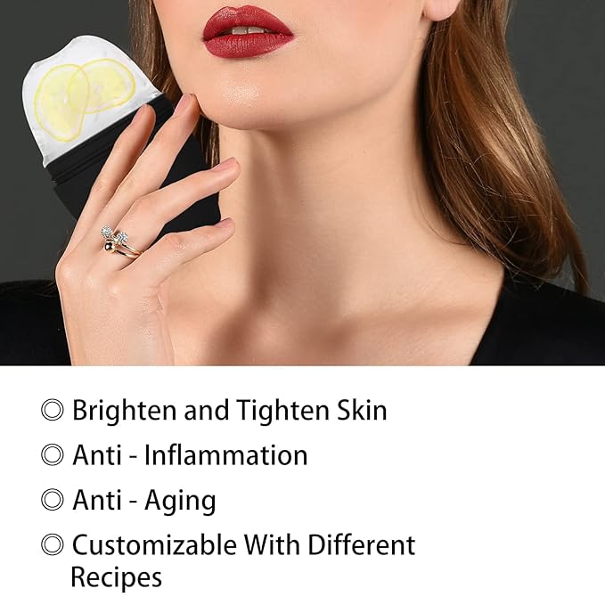 Silicone Ice Roller Facial Massager - Brighten Skin, Reduce Puffiness, Reusable Ice Roller for Face & Eyes, Freezer (1Pack, Black)