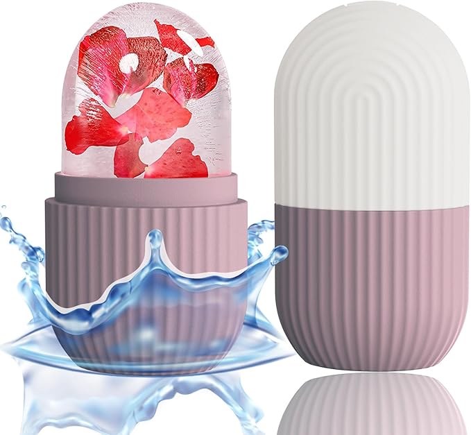 XHJRI Ice Face Roller Massager,Ice Cube Roller for Face, Eyes and Neck Naturally Conditioning and Skin Care,De-Puff Eye Bags,Reduce Migraine Pain,Reusable Massage Silicone Ice Mold (Brown)