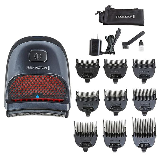 Remington Shortcut Pro Self-Haircut Trimmer Kit, Waterproof Cordless Electric Razor for Head, Beard, and Body, Curved Blades and 9 Trimmer Lengths, Head Shaver, 5-Minute Quick-Charge, 14-Piece Set