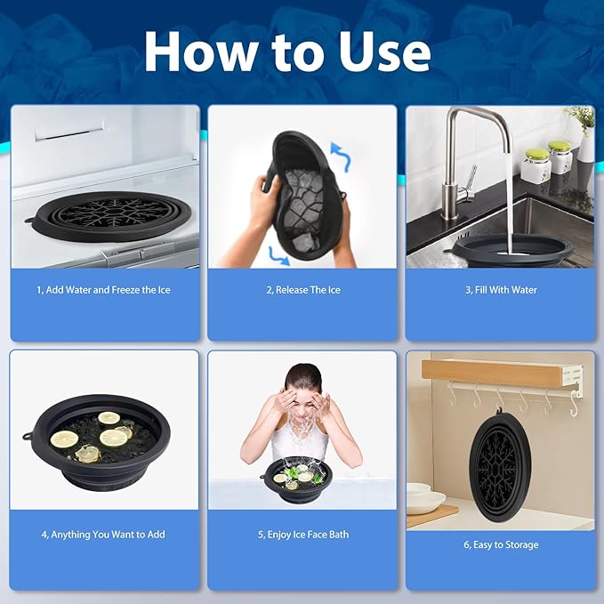 Face Bowl for Ice with Built-in Icetray, Foldable Silicone Facial Plunge Bowl for Skincare, Face Clean Washbasin Bowl, Skin Tightening & Acne Relief, Portable Spa Tool for Home Travel - Pink