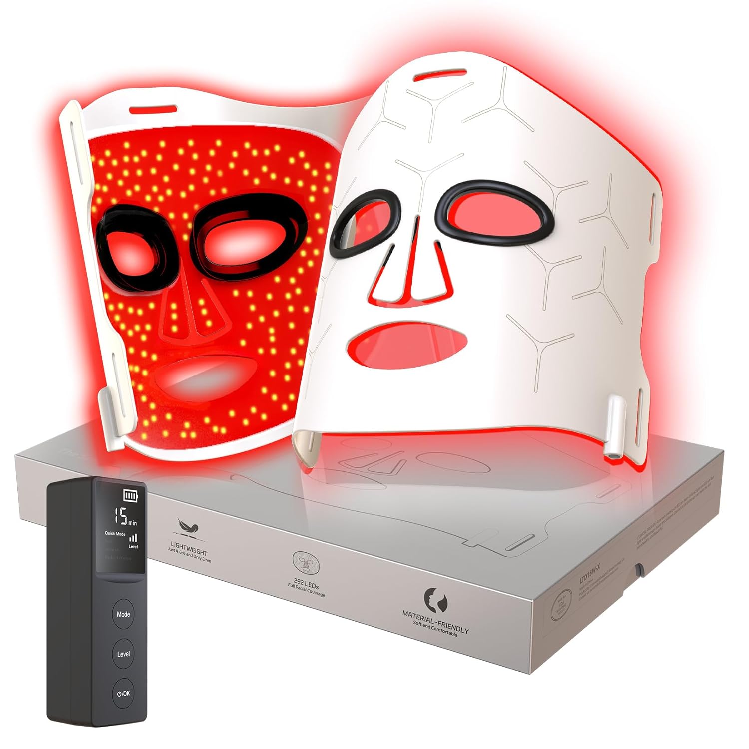 Infrared Red Light Therapy Mask: High Power for Glowing Skin – Ultra-Thin 1.8mm 4.6oz, 830nm 633nm 590nm, Red light therapy for face Luxury Gift