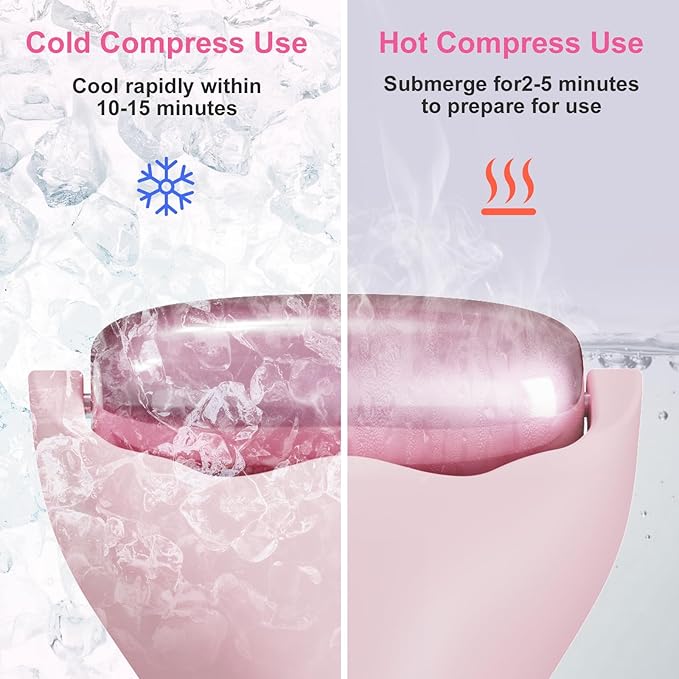 Ice Roller for Face Body, Hot Roller Ice Rollers, Facial Roller Skin Care Tool for De-puffing Soothing Face for All Skin Types, Premium Silicone Handle, Gift for Women Girls, Pink, 1 PCS